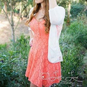 Coral lace dress